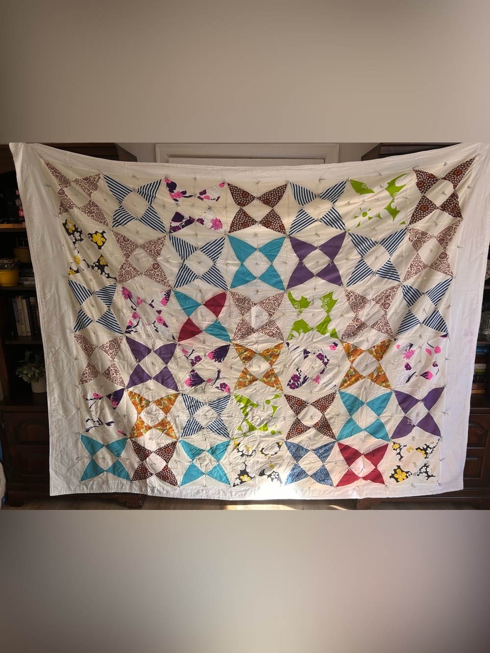 Vintage Handmade Patchwork Tie Quilt